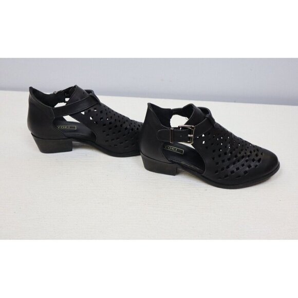 YOKI - WOMENS BLACK FAUX LEATHER CUT-OUT BOOTIES - SIZE 6.5 - Picture 1 of 10